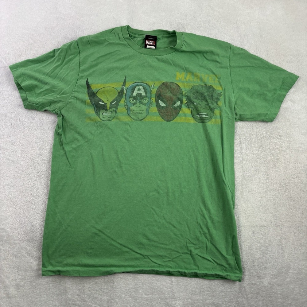 Y2K Marvel Mad Engine Avengers Green Short Sleeve Graphic Shirt Men's Large